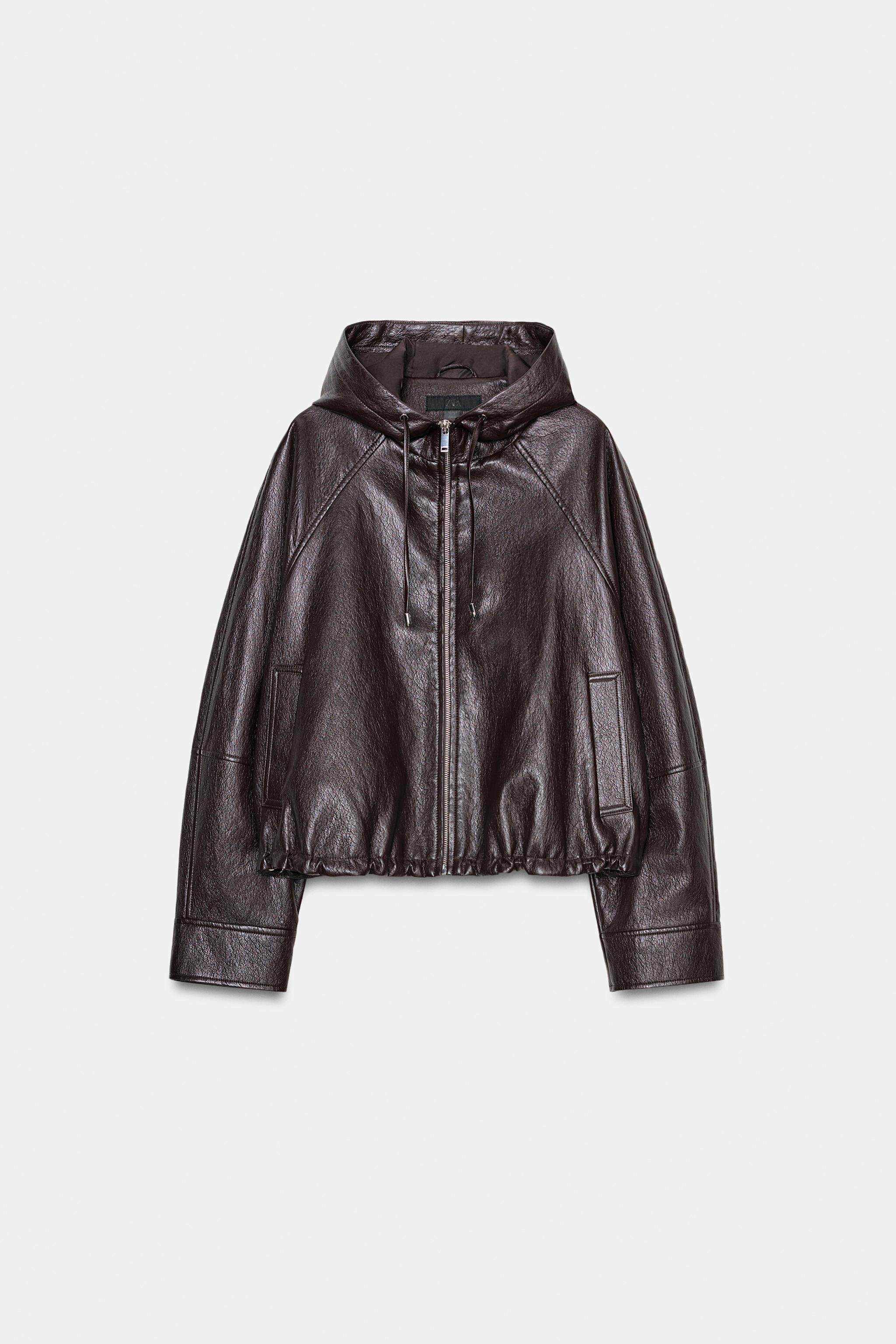 BLOUSON EN MATIÈRE SYNTHÈTIQUE AVEC CAPUCHE